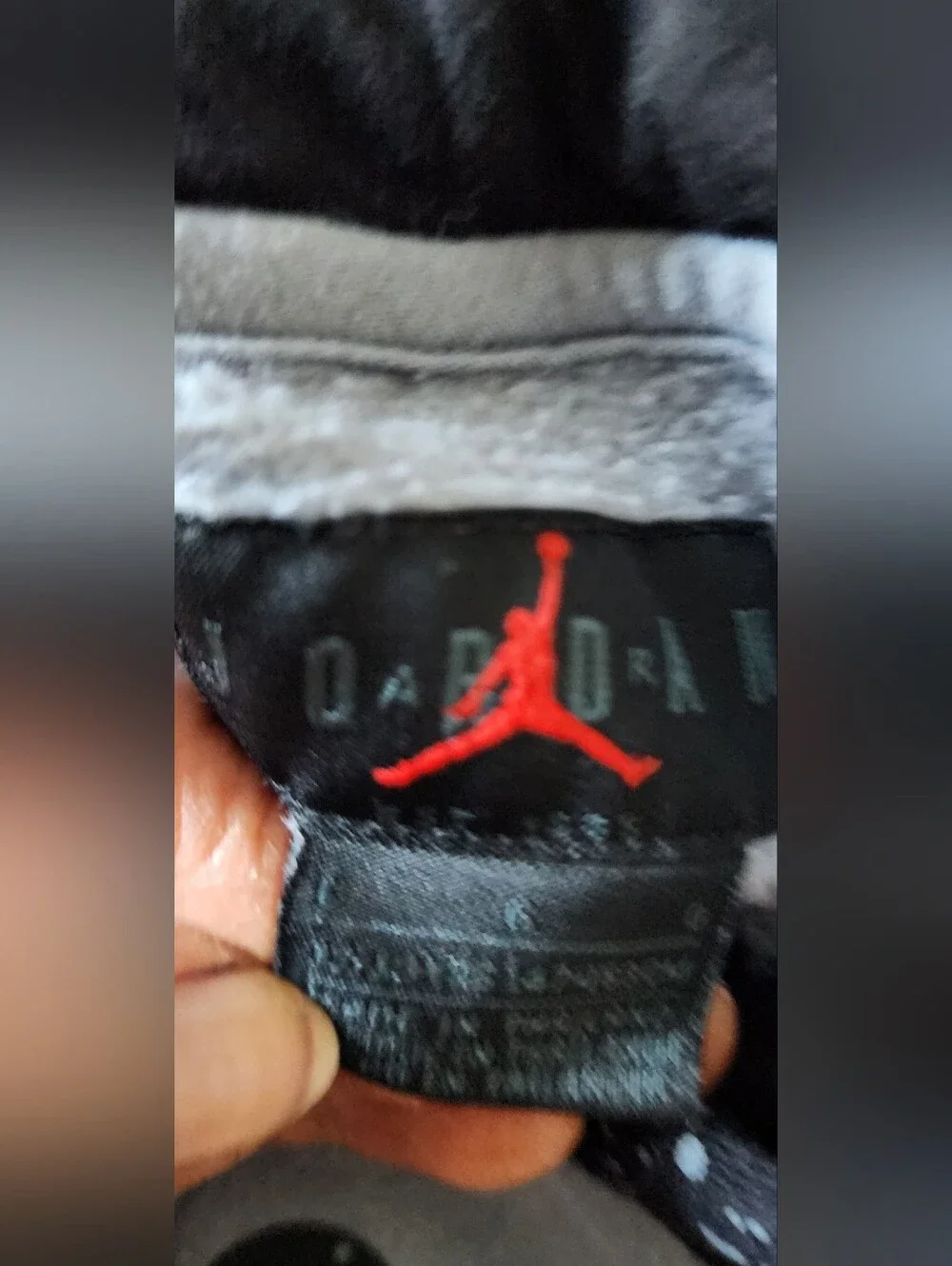 Nike Air Jordan Grey Pullover Hoodie with Black Speckle Accents